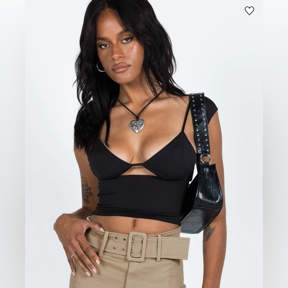 Princess Polly Bolden Crop Top Black Sz 12 - Picture 2 of 11